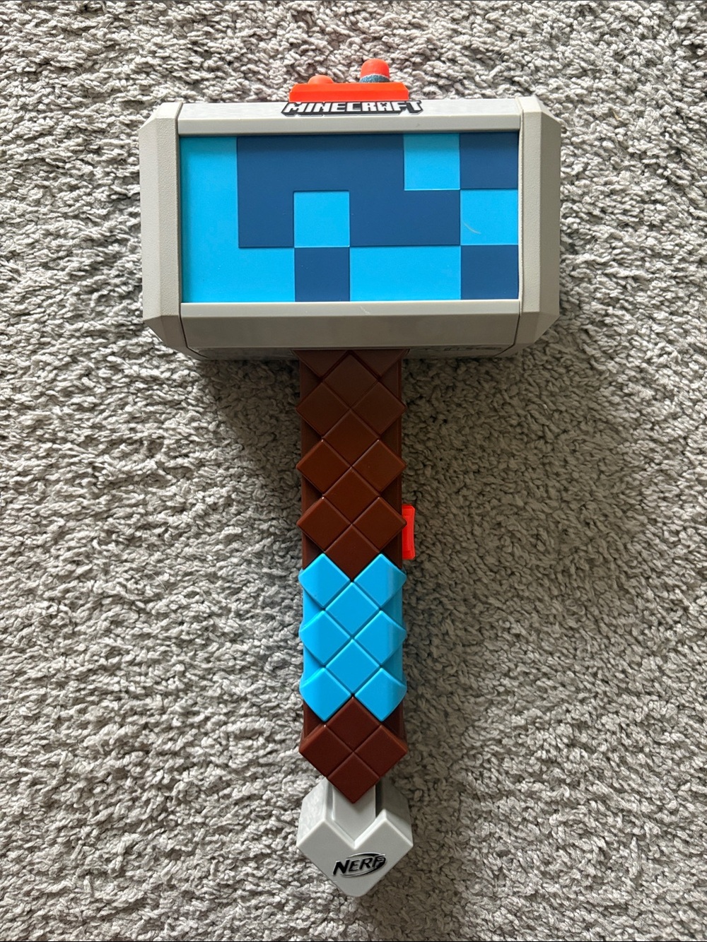 Nerf Minecraft Foam Hammer Toy in Blue, Brown, Gray, Orange